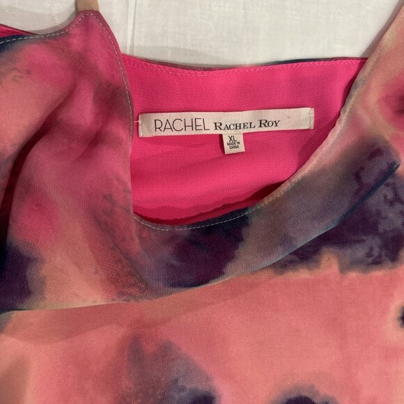 Rachel Roy Womens Tank XL Pink Sleeveless Chiffon Cami Top Colorful Neon‎ Beach - Picture 6 of 8